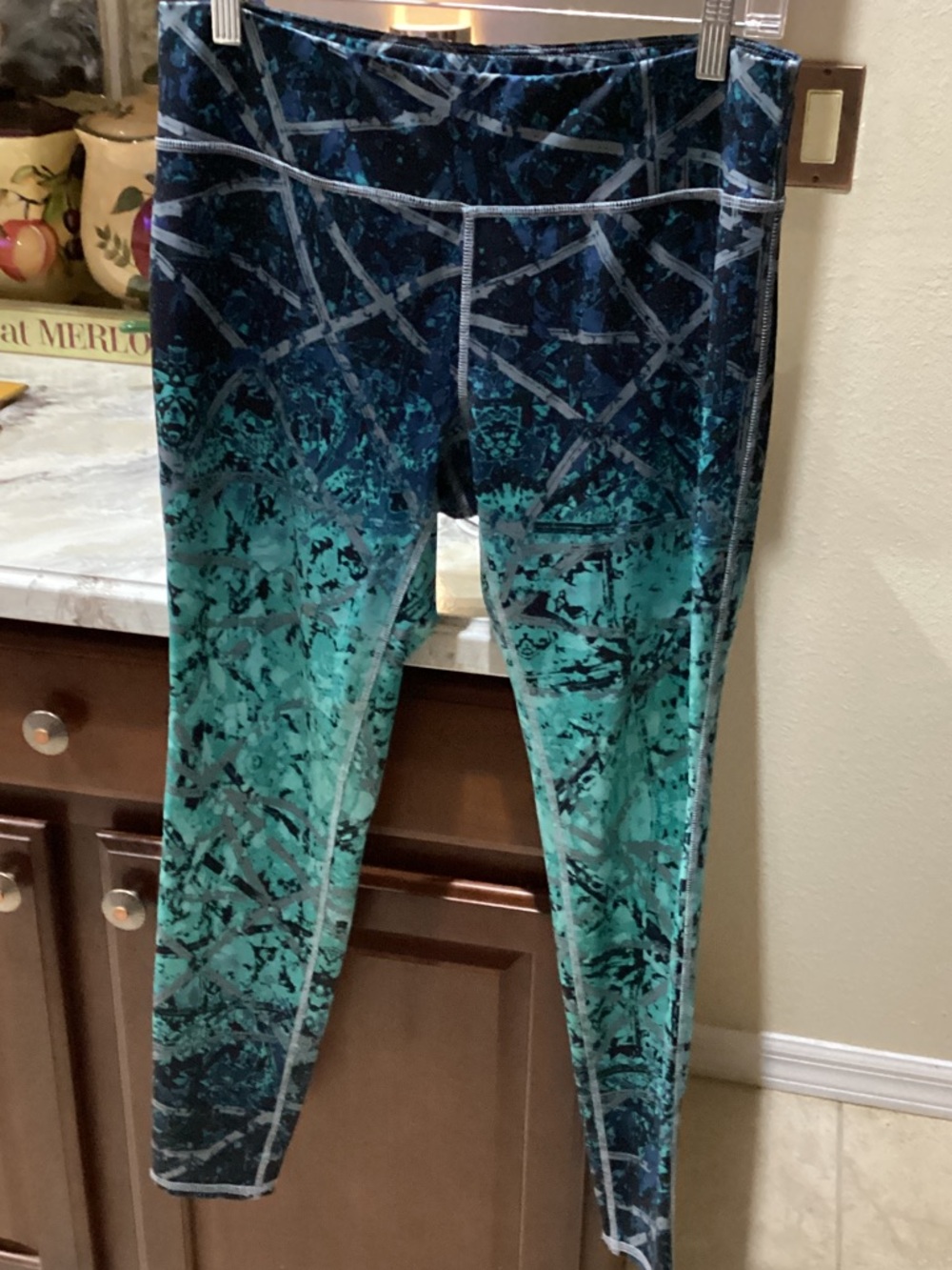 Danskin Teal & Navy Patterned Workout Leggings